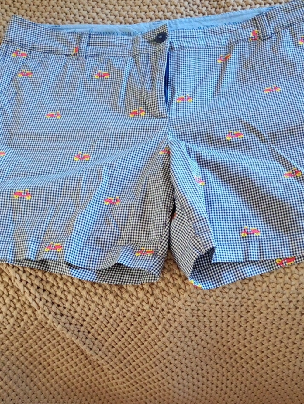 Talbots Gingham Embroidered Scooter Shorts in Blue Size 14P.